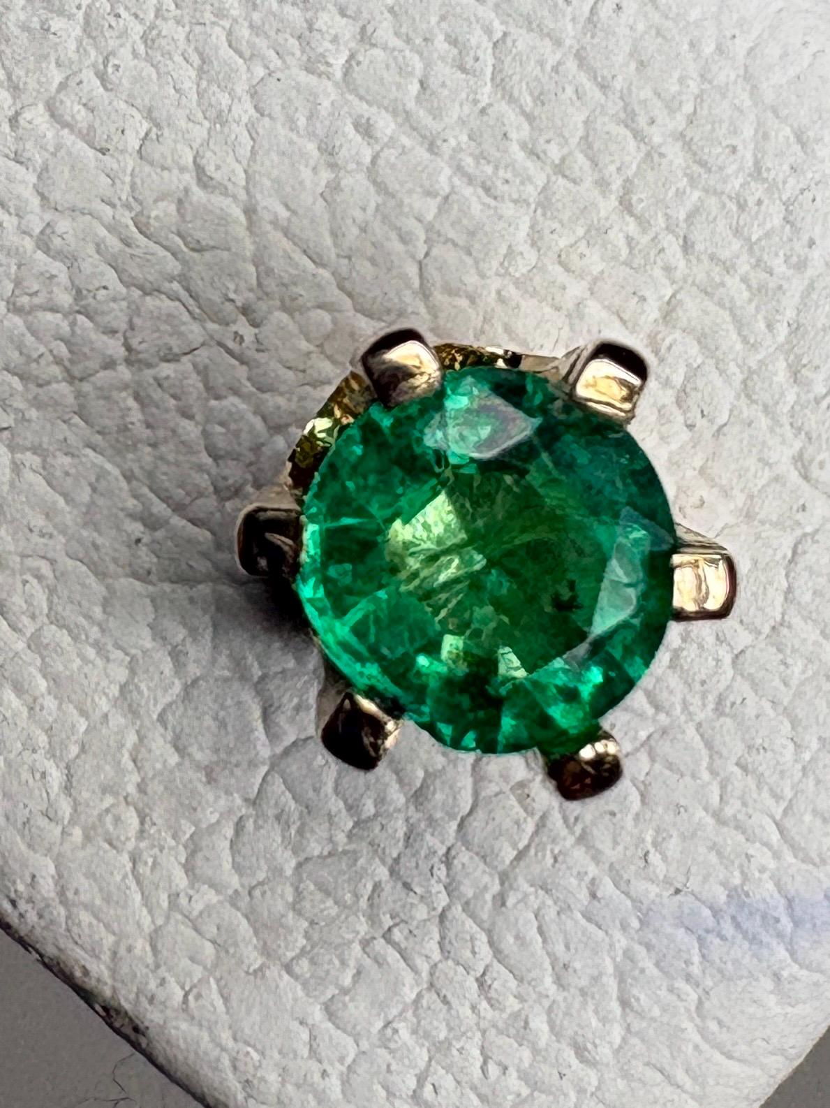 Natural Emerald Stud Earrings in 6 Prong 14k Gold .35ctw - NewLifeJewelryVault