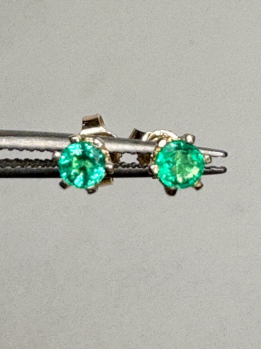 Natural Emerald Stud Earrings in 6 Prong 14k Gold .35ctw - NewLifeJewelryVault
