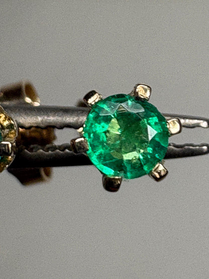 Natural Emerald Stud Earrings in 6 Prong 14k Gold .35ctw - NewLifeJewelryVault