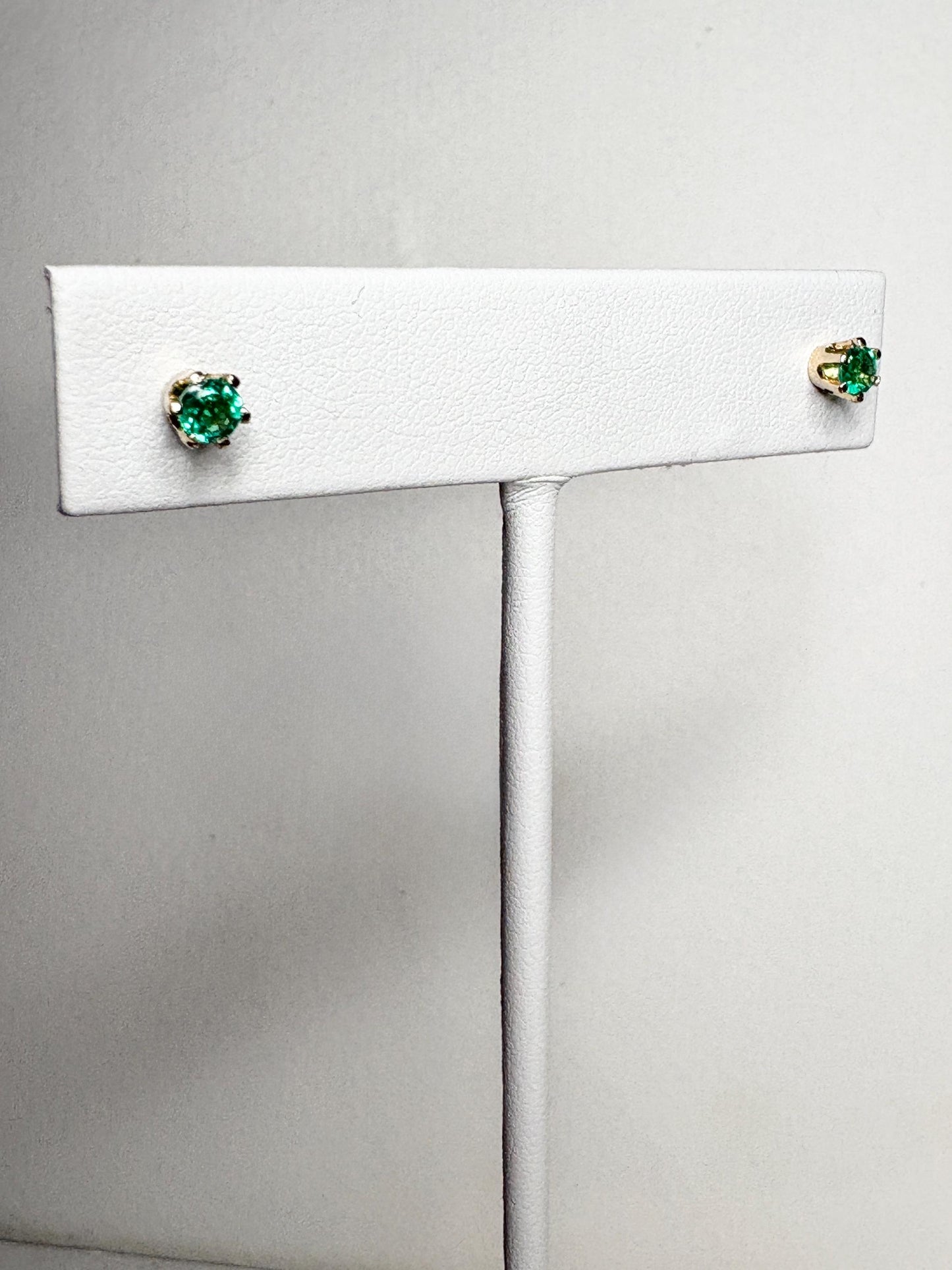 Natural Emerald Stud Earrings in 6 Prong 14k Gold .35ctw - NewLifeJewelryVault