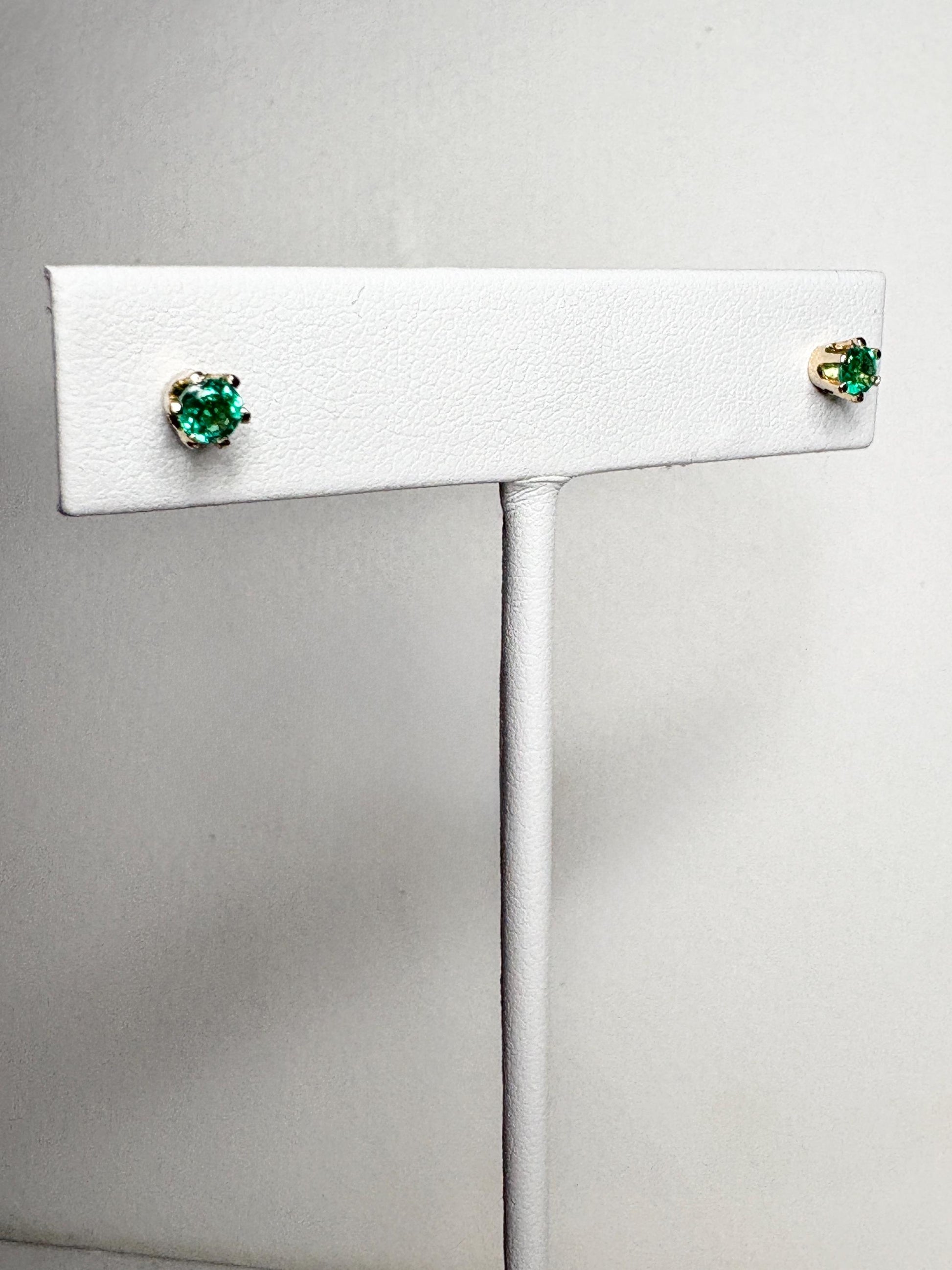 Natural Emerald Stud Earrings in 6 Prong 14k Gold .35ctw - NewLifeJewelryVault