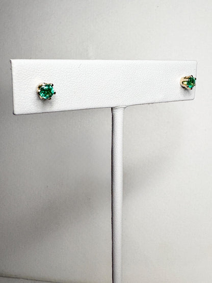 Natural Emerald Stud Earrings in 6 Prong 14k Gold .35ctw - NewLifeJewelryVault