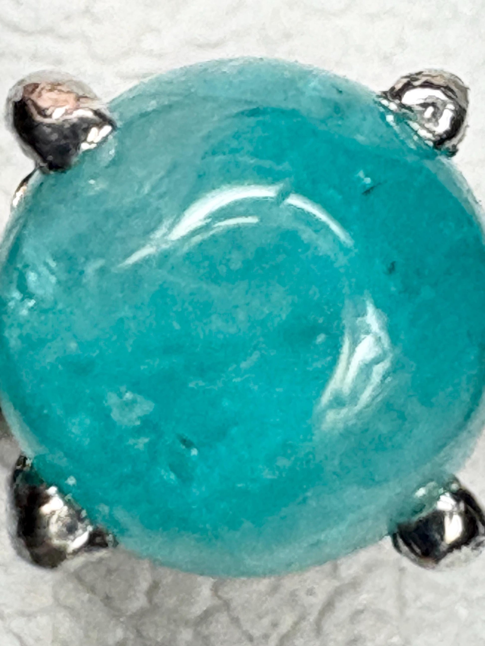 Brazilian Paraiba Tourmaline Solitaire Cabochon Ring in Sterling Silver size 7 - NewLifeJewelryVault