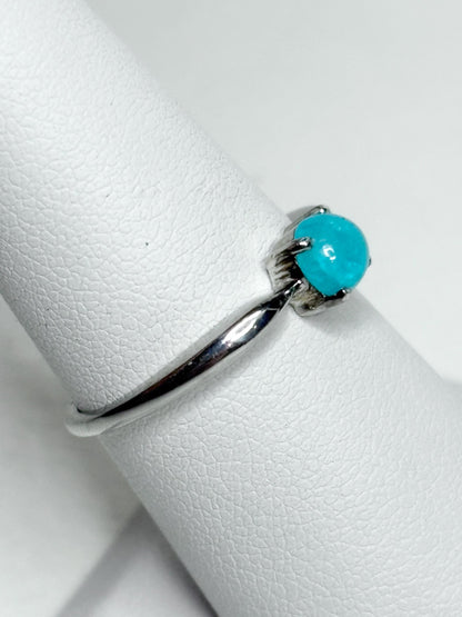 Brazilian Paraiba Tourmaline Solitaire Cabochon Ring in Sterling Silver size 7 - NewLifeJewelryVault
