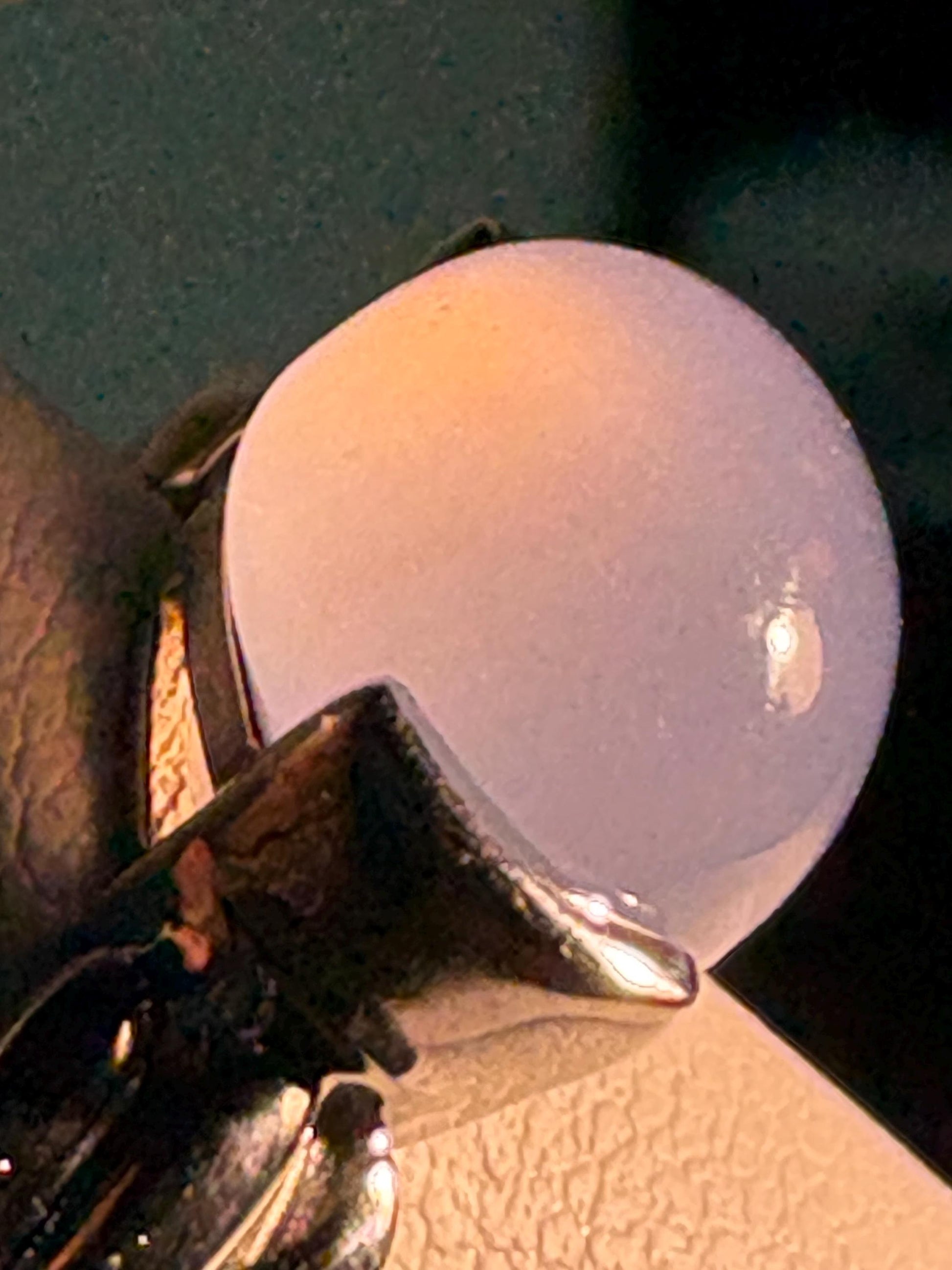 Natural Violet Blue Cabochon Chalcedony Band Ring Solid 14k White Gold size 6.5 - NewLifeJewelryVault