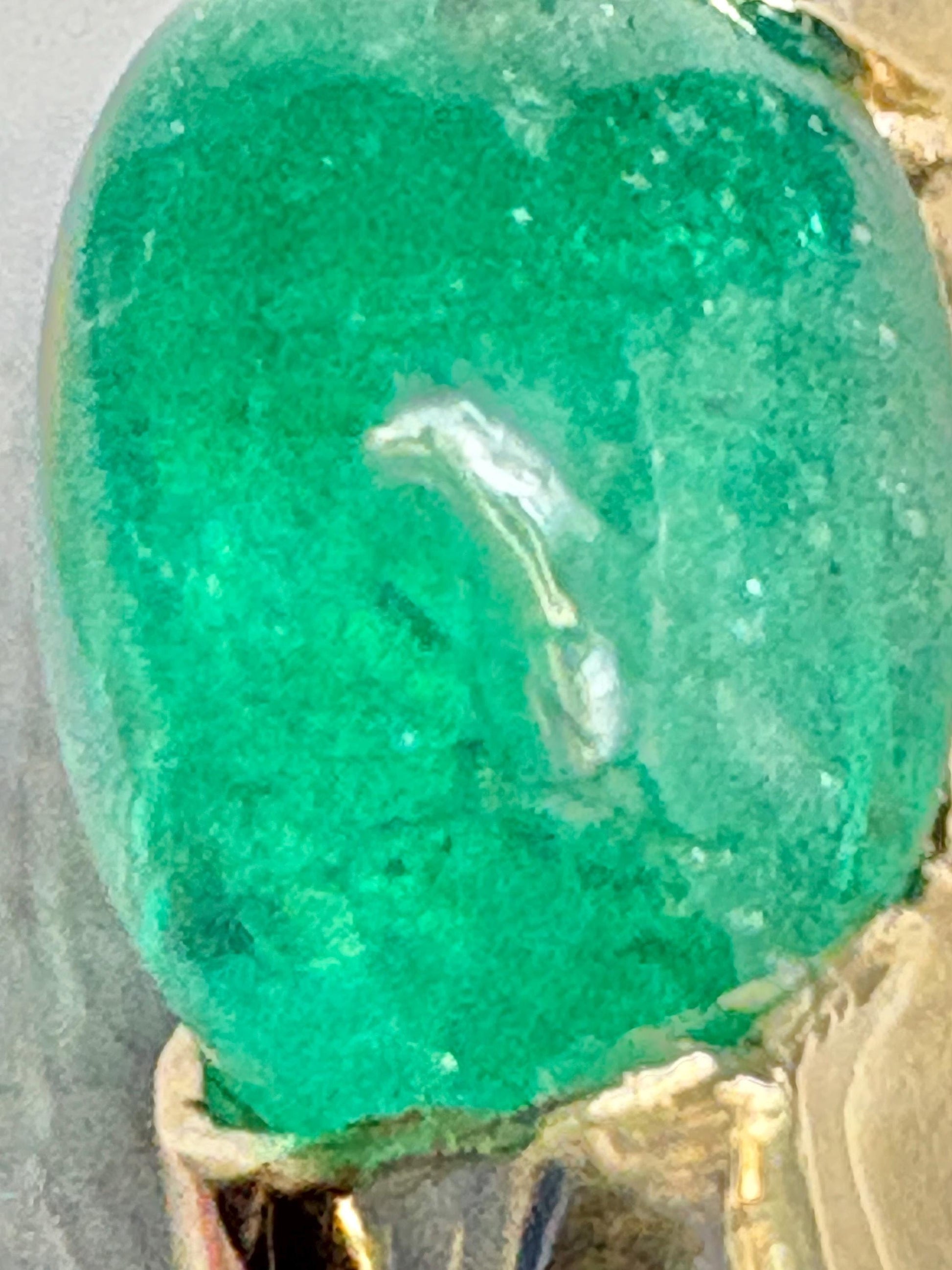 Natural Emerald Cabochon Domed Band Ring Solid 14k Gold size 6.25 - NewLifeJewelryVault