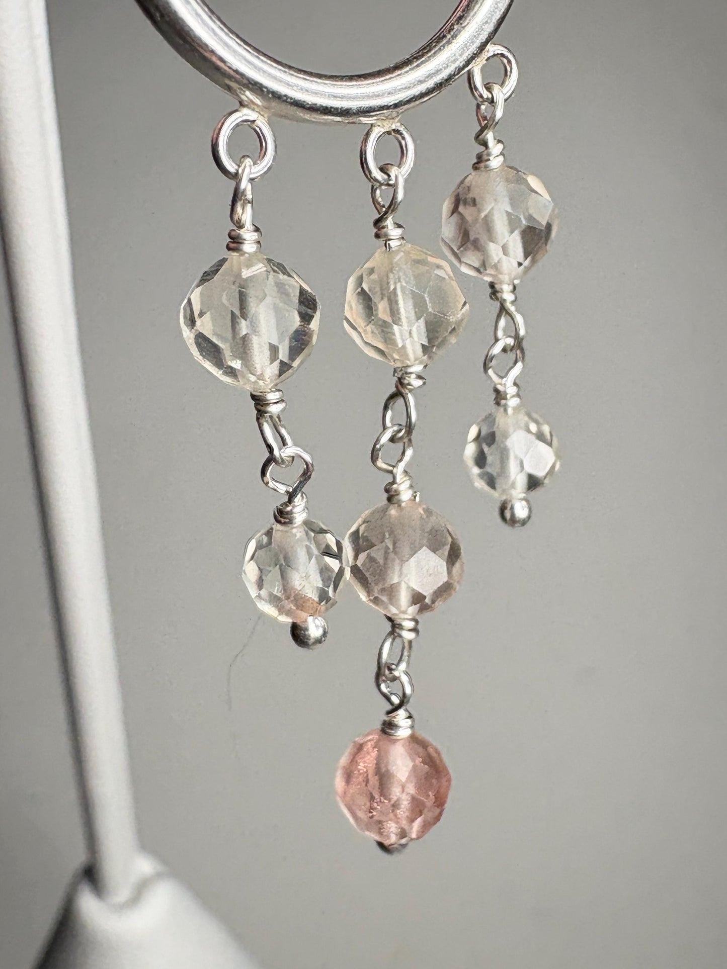Ombre Oregon Sunstone Beaded Dangle Drop Hoop Earrings in Sterling silver 9.81ctw - NewLifeJewelryVault