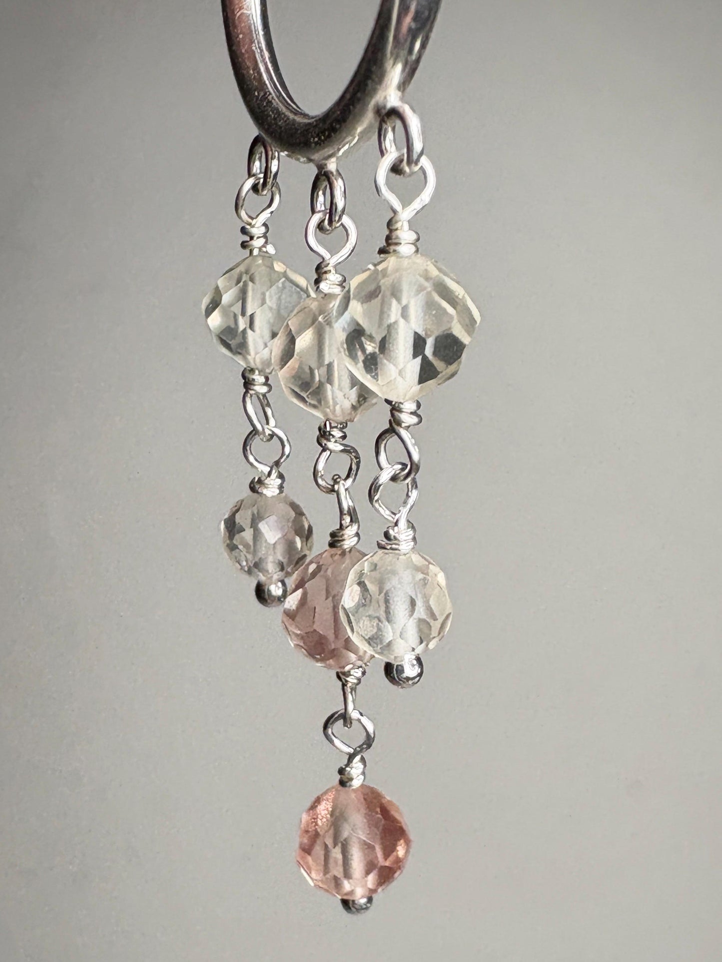 Ombre Oregon Sunstone Beaded Dangle Drop Hoop Earrings in Sterling silver 9.81ctw - NewLifeJewelryVault