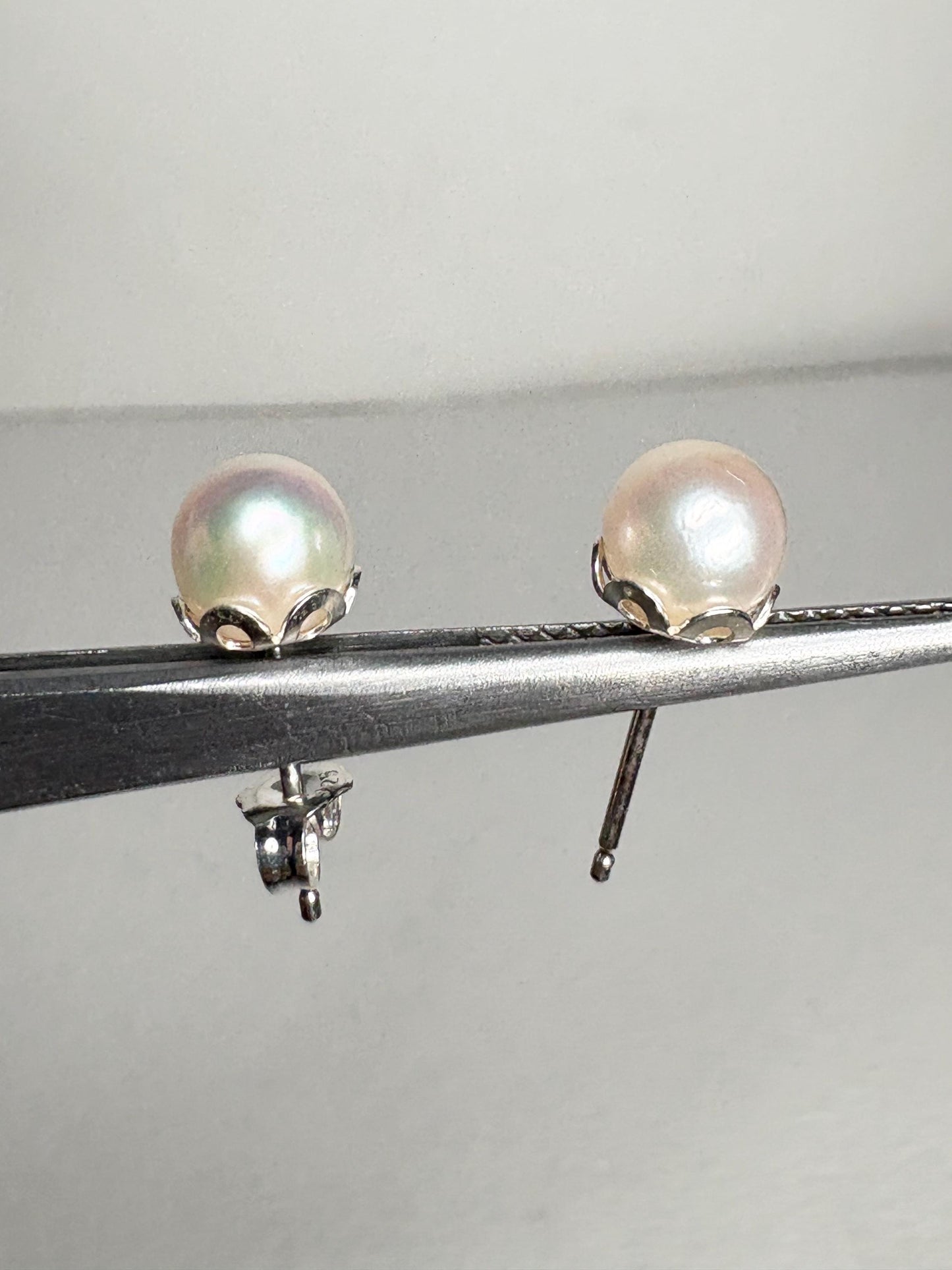 Akoya Cultured Pearl Stud Earrings 6.85mm - NewLifeJewelryVault