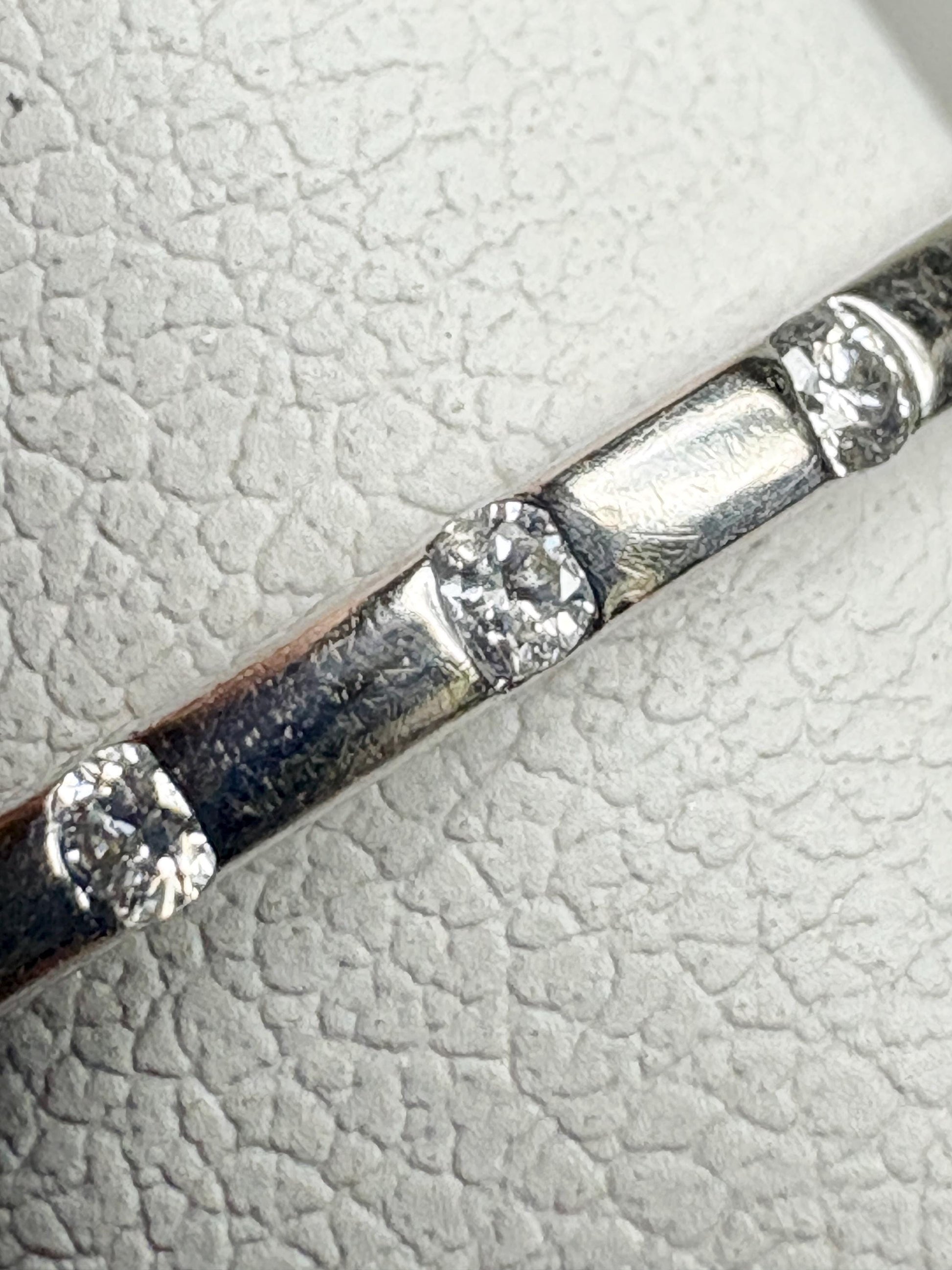 Diamond Accented Stackable Band Ring Solid 10k White Gold .12ctw size 7 - NewLifeJewelryVault