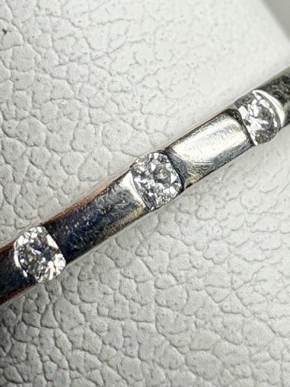 Diamond Accented Stackable Band Ring Solid 10k White Gold .12ctw size 7 - NewLifeJewelryVault