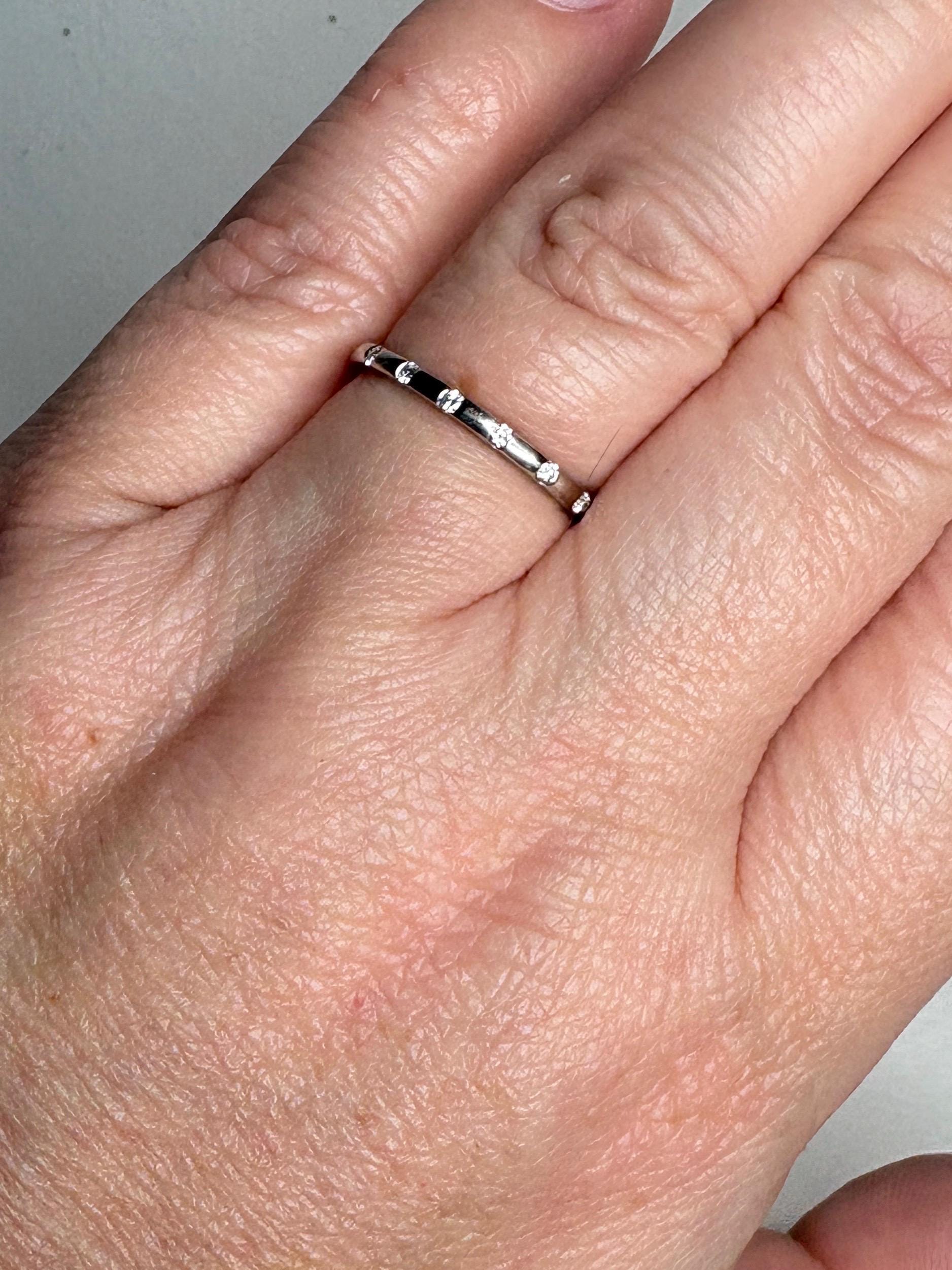 Diamond Accented Stackable Band Ring Solid 10k White Gold .12ctw size 7 - NewLifeJewelryVault