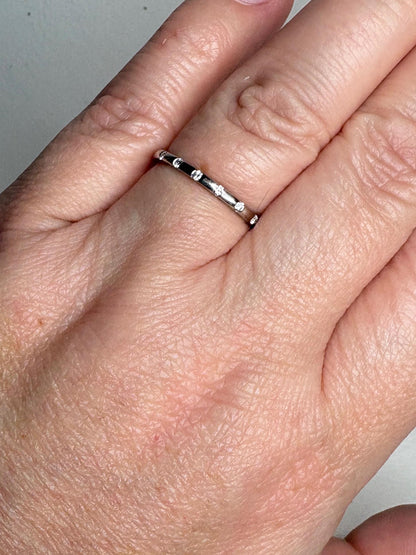 Diamond Accented Stackable Band Ring Solid 10k White Gold .12ctw size 7 - NewLifeJewelryVault