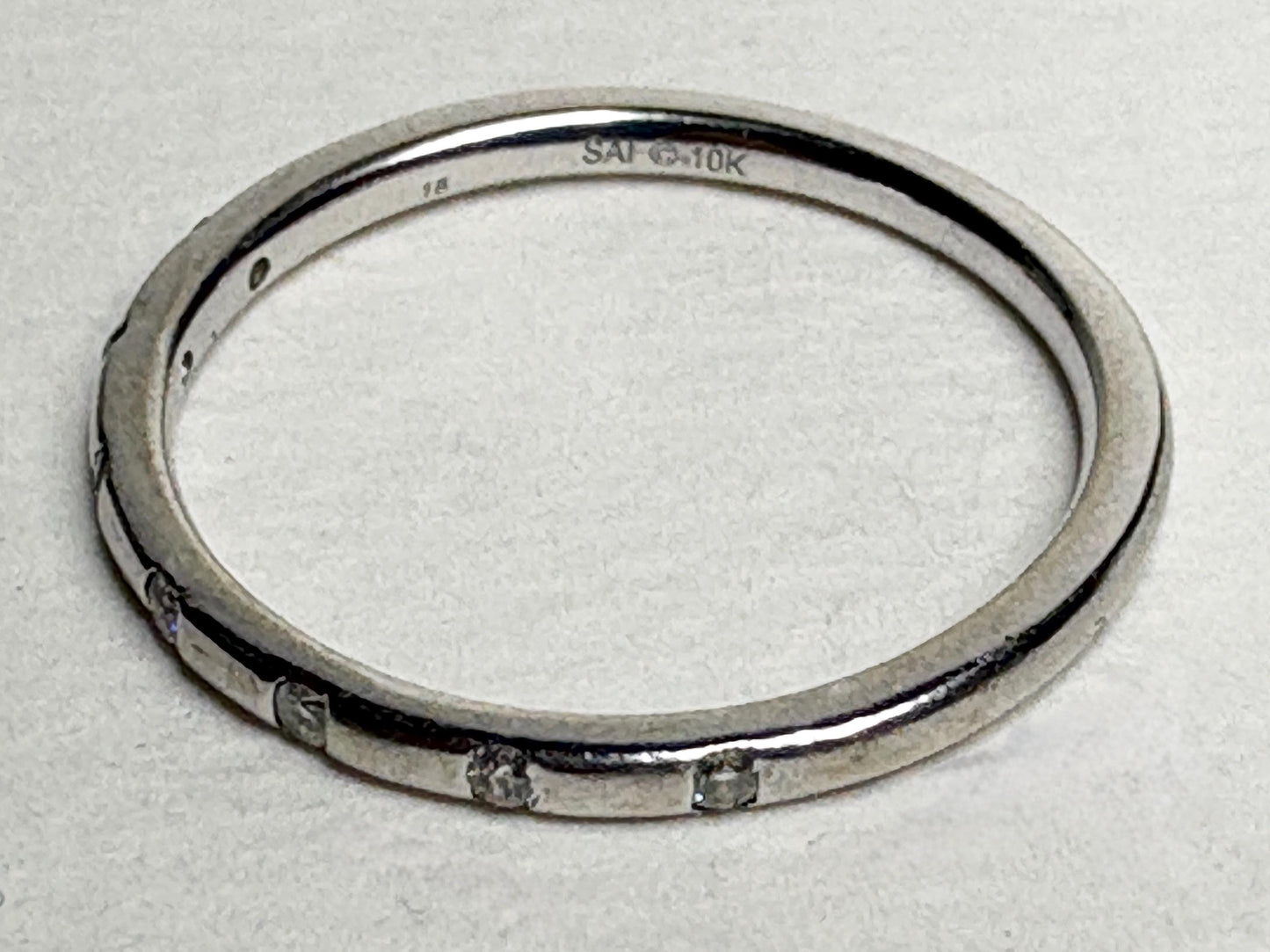 Diamond Accented Stackable Band Ring Solid 10k White Gold .12ctw size 7 - NewLifeJewelryVault