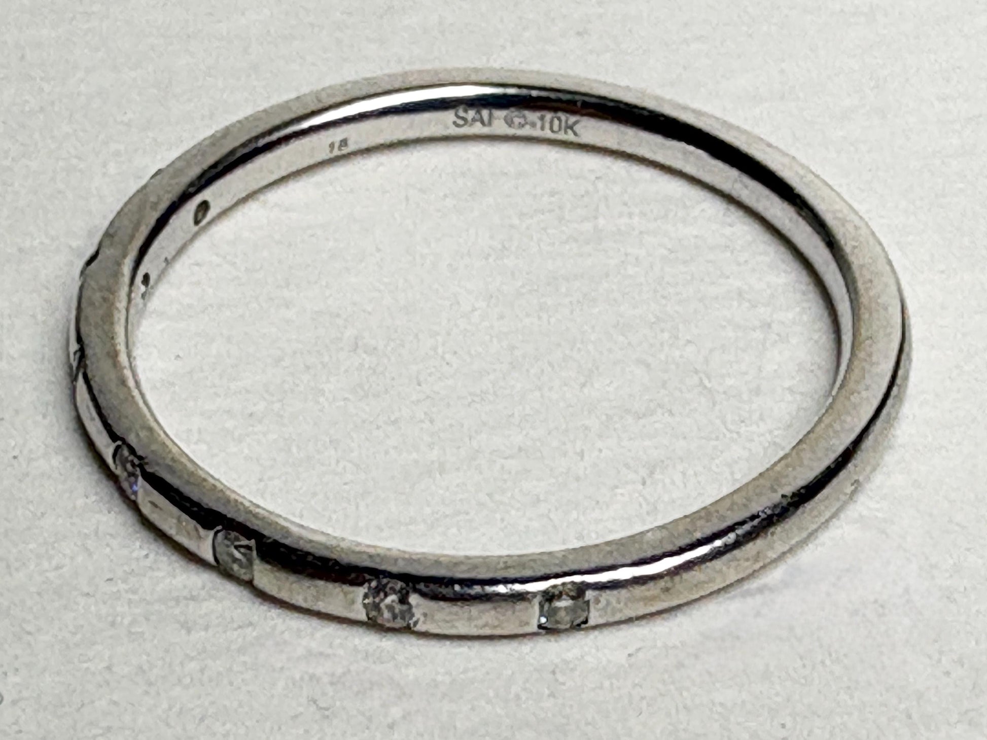 Diamond Accented Stackable Band Ring Solid 10k White Gold .12ctw size 7 - NewLifeJewelryVault