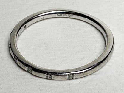 Diamond Accented Stackable Band Ring Solid 10k White Gold .12ctw size 7 - NewLifeJewelryVault