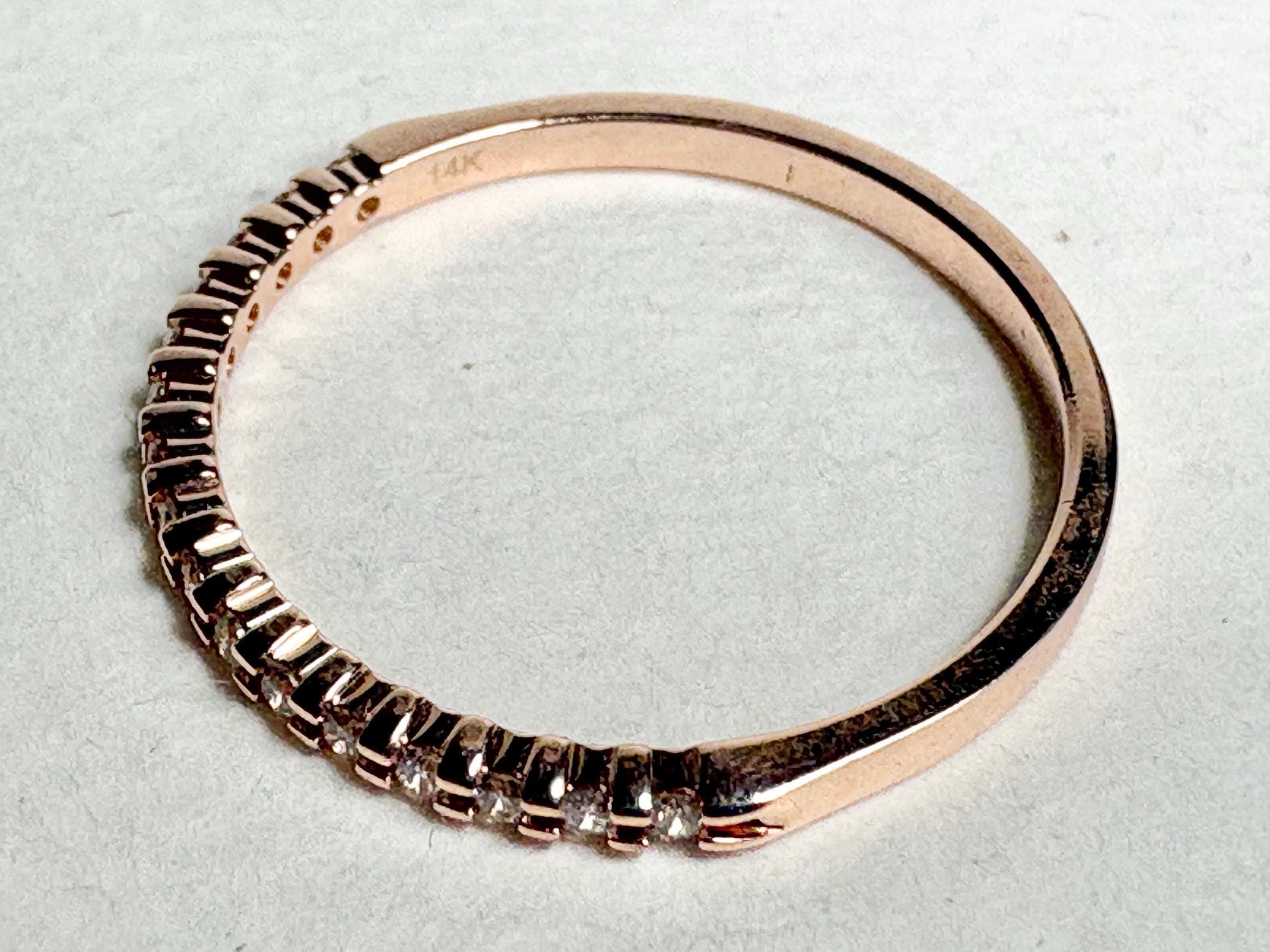 Diamond Band Ring Solid 14k Rose Gold .20ctw size 7.5 - NewLifeJewelryVault