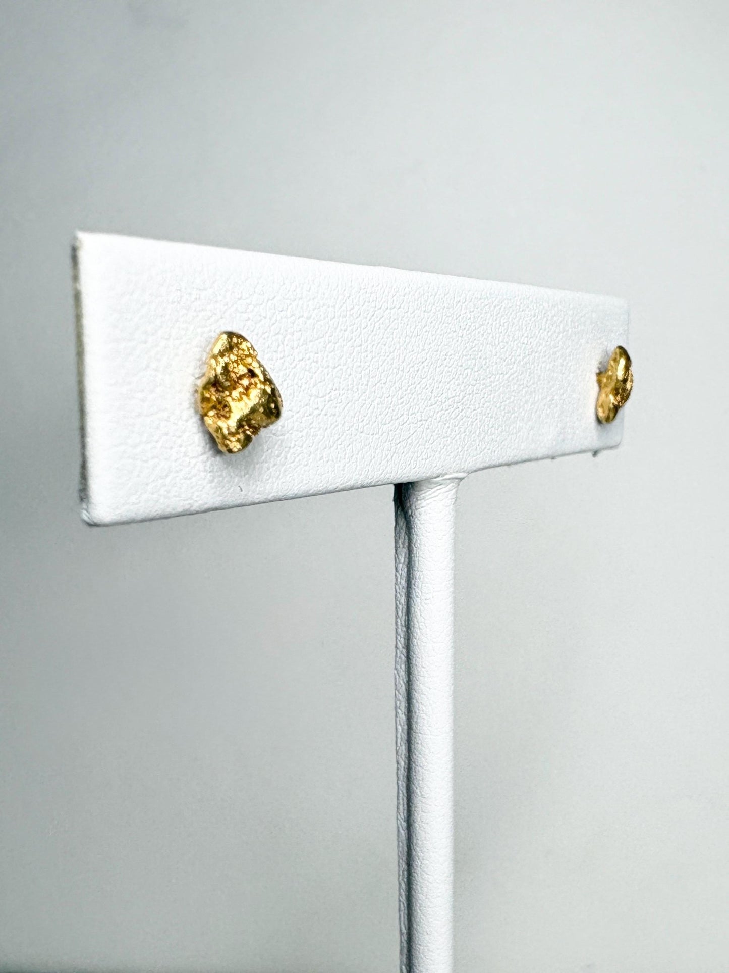 Solid Gold Nugget Stud Earrings Solid 14k Backs - NewLifeJewelryVault