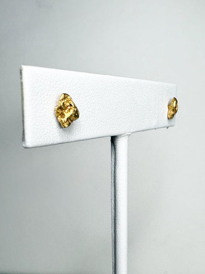 Solid Gold Nugget Stud Earrings Solid 14k Backs - NewLifeJewelryVault