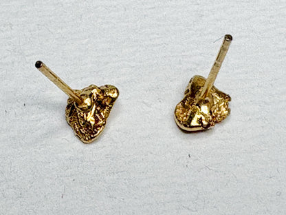 Solid Gold Nugget Stud Earrings Solid 14k Backs - NewLifeJewelryVault