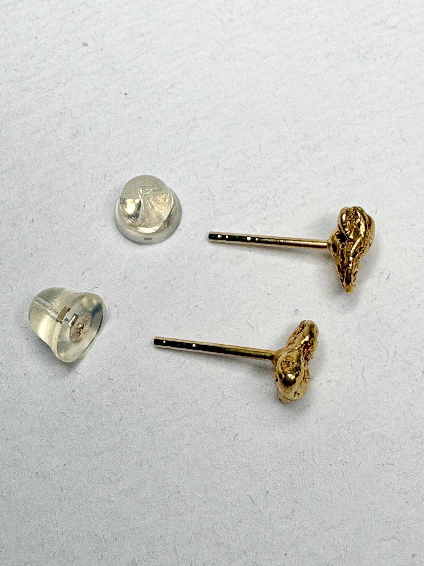 Solid Gold Nugget Stud Earrings Solid 14k Backs - NewLifeJewelryVault
