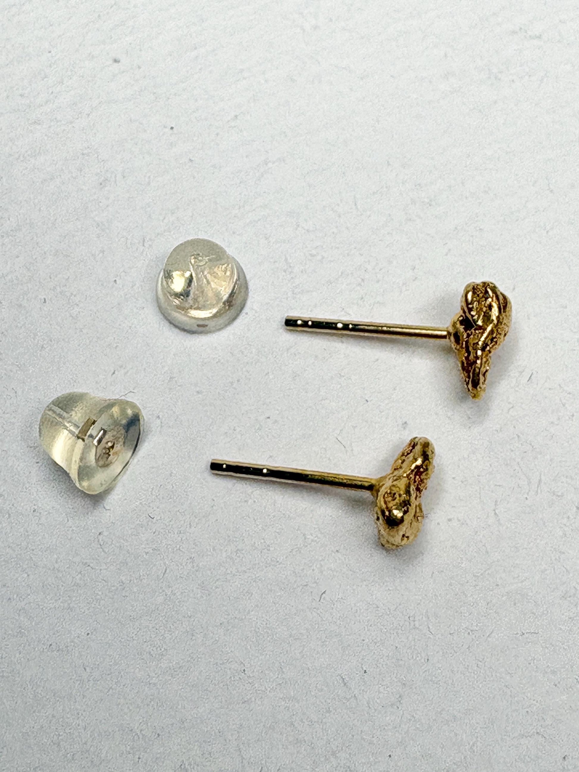 Solid Gold Nugget Stud Earrings Solid 14k Backs - NewLifeJewelryVault