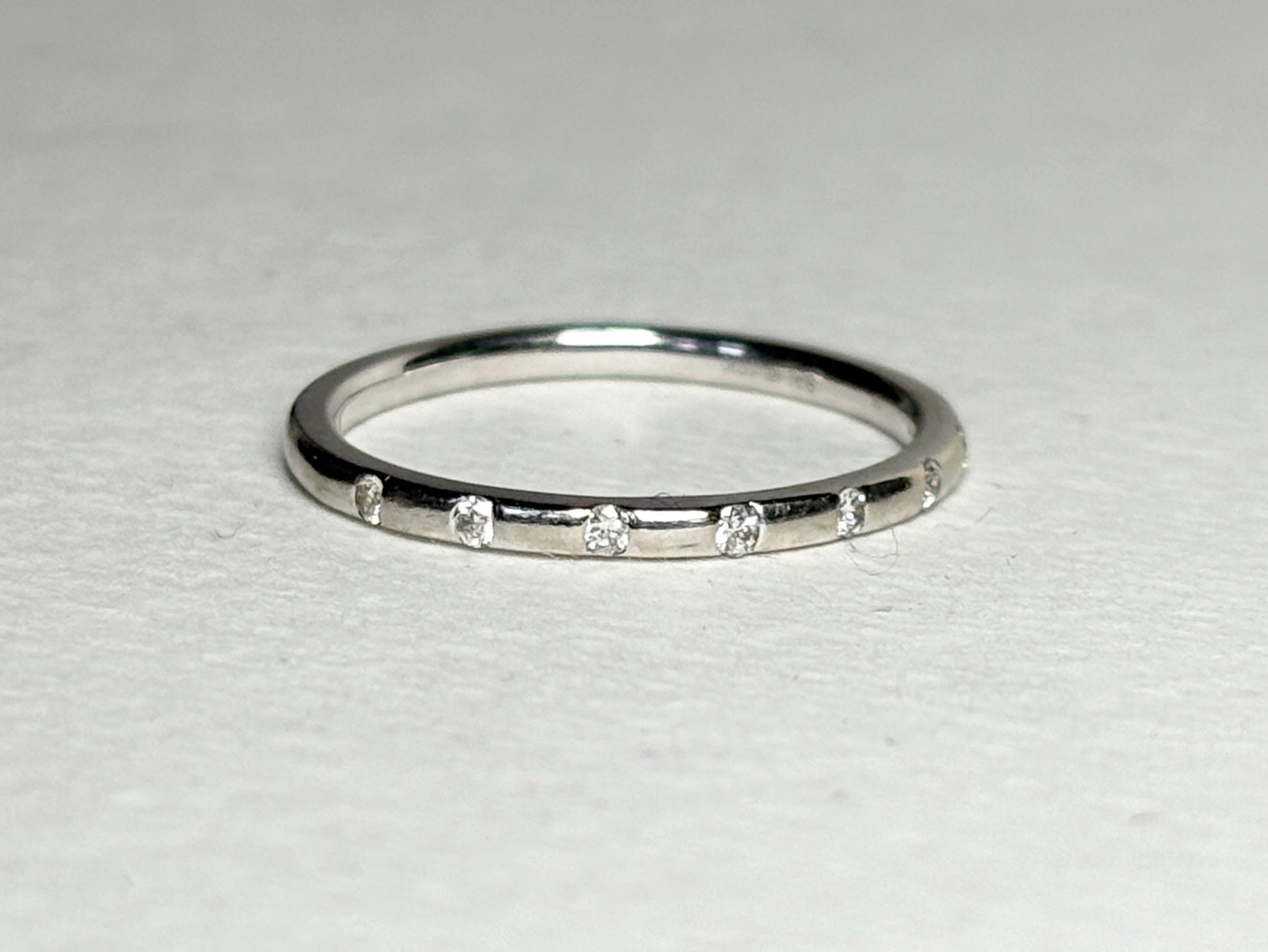 Diamond Accented Stackable Band Ring Solid 10k White Gold .12ctw size 7 - NewLifeJewelryVault