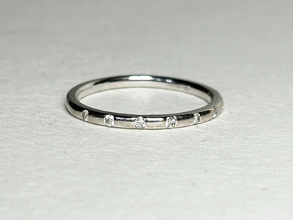 Diamond Accented Stackable Band Ring Solid 10k White Gold .12ctw size 7 - NewLifeJewelryVault