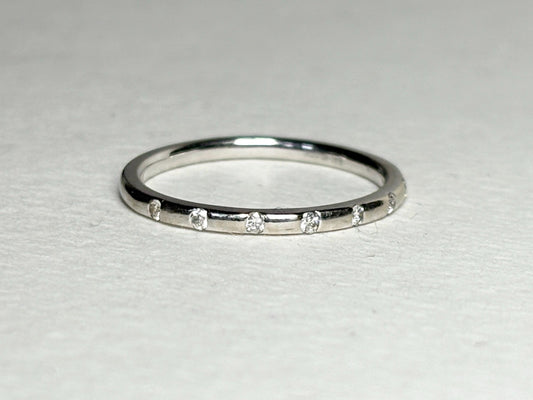 Diamond Accented Stackable Band Ring Solid 10k White Gold .12ctw size 7 - NewLifeJewelryVault