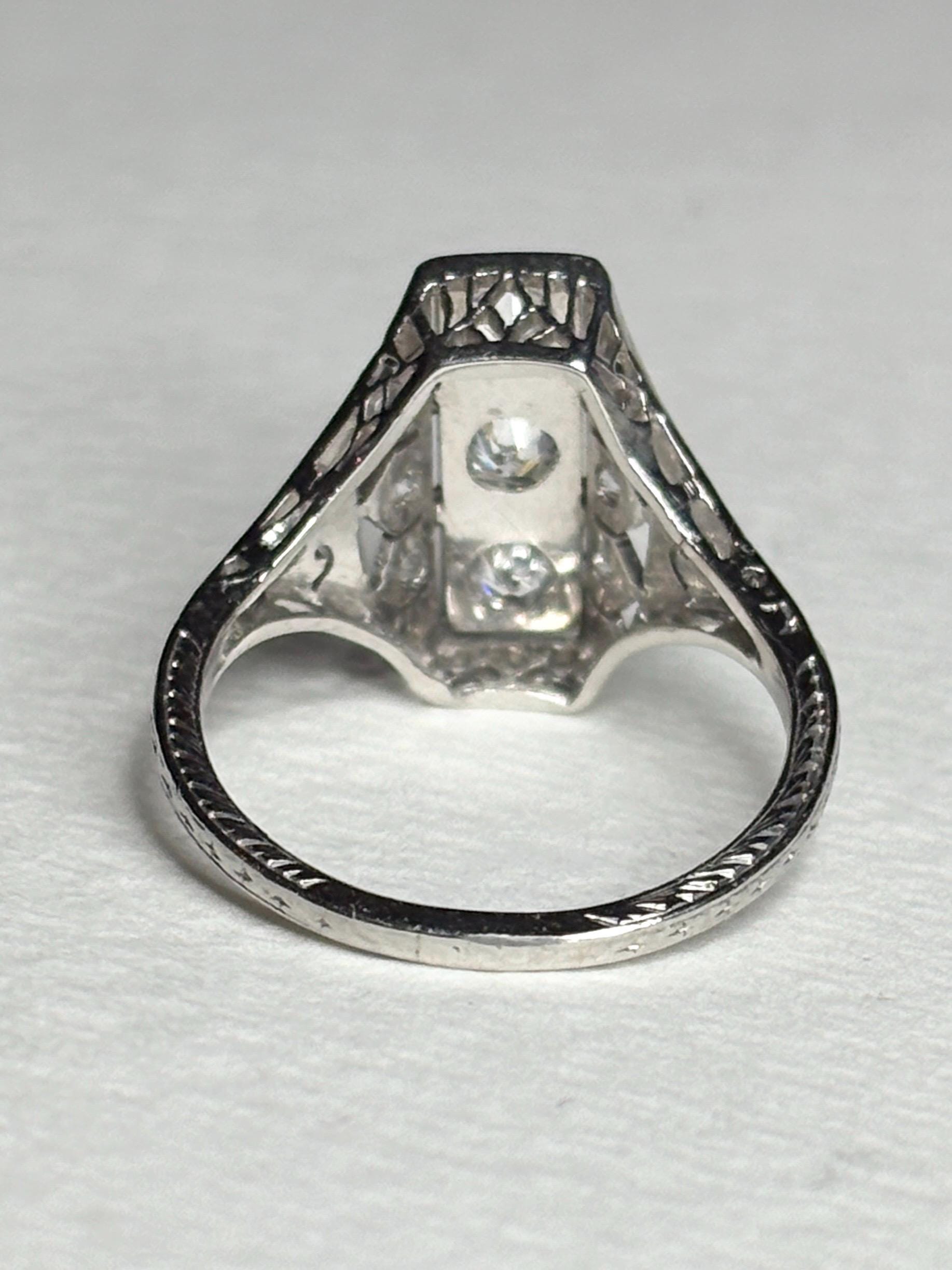 Art Deco Diamond Ring in Platinum .70ctw 4g size 6 - NewLifeJewelryVault