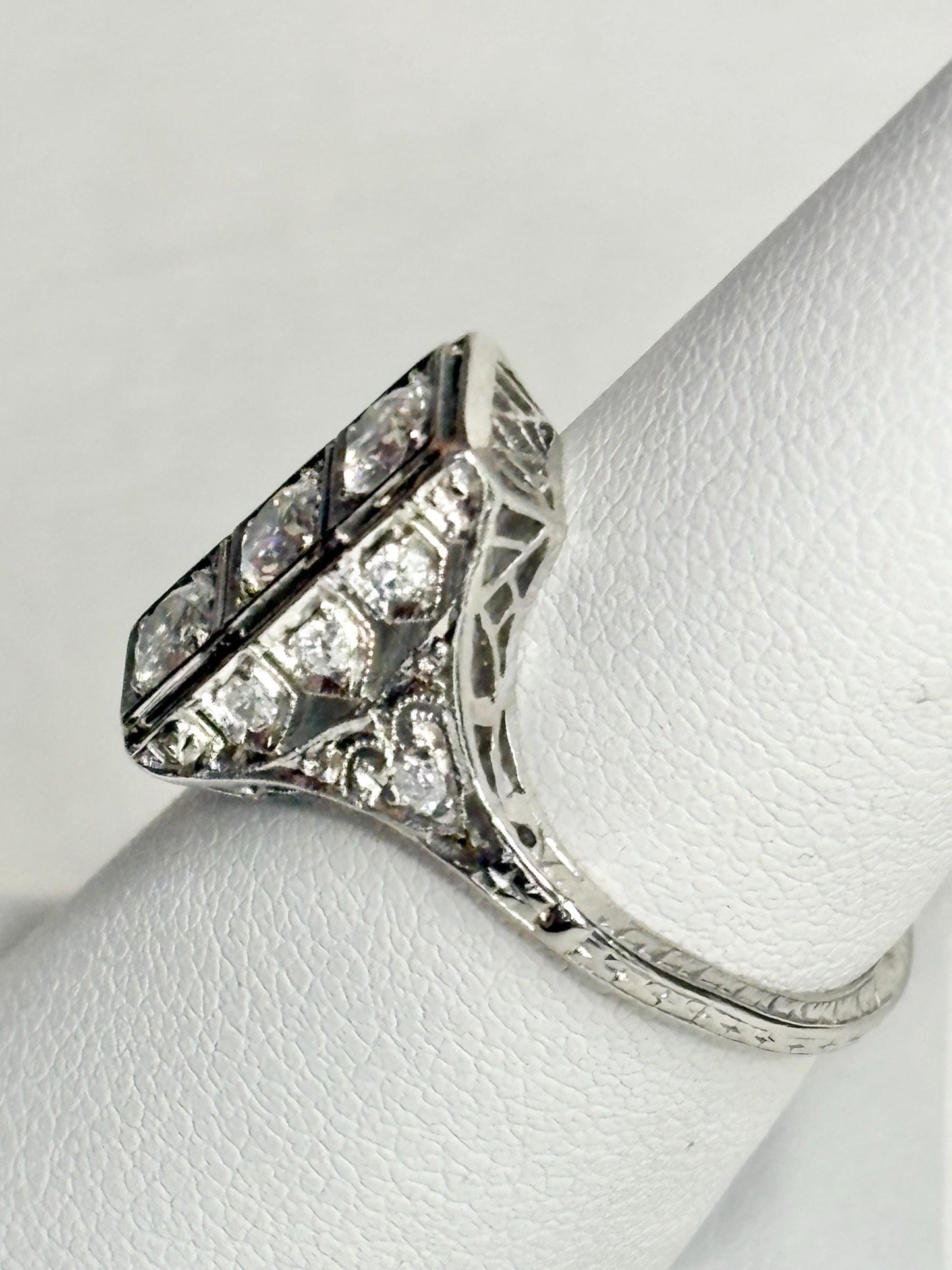 Art Deco Diamond Ring in Platinum .70ctw 4g size 6 - NewLifeJewelryVault