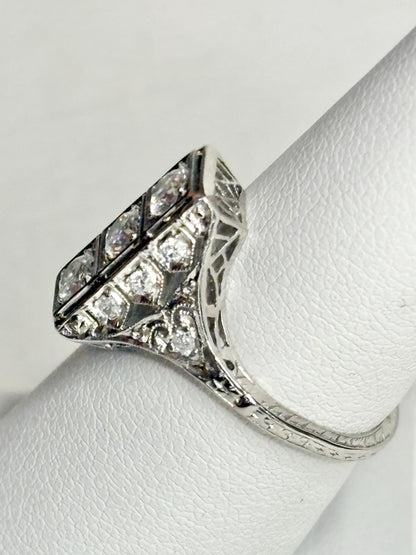Art Deco Diamond Ring in Platinum .70ctw 4g size 6 - NewLifeJewelryVault
