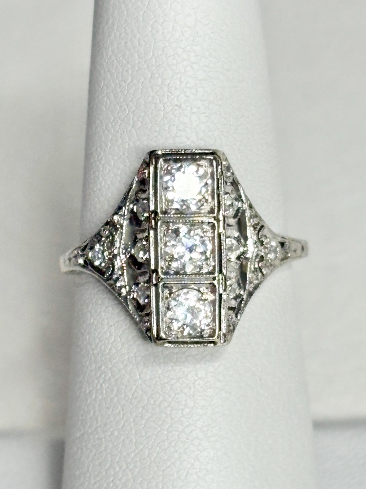 Art Deco Diamond Ring in Platinum .70ctw 4g size 6 - NewLifeJewelryVault