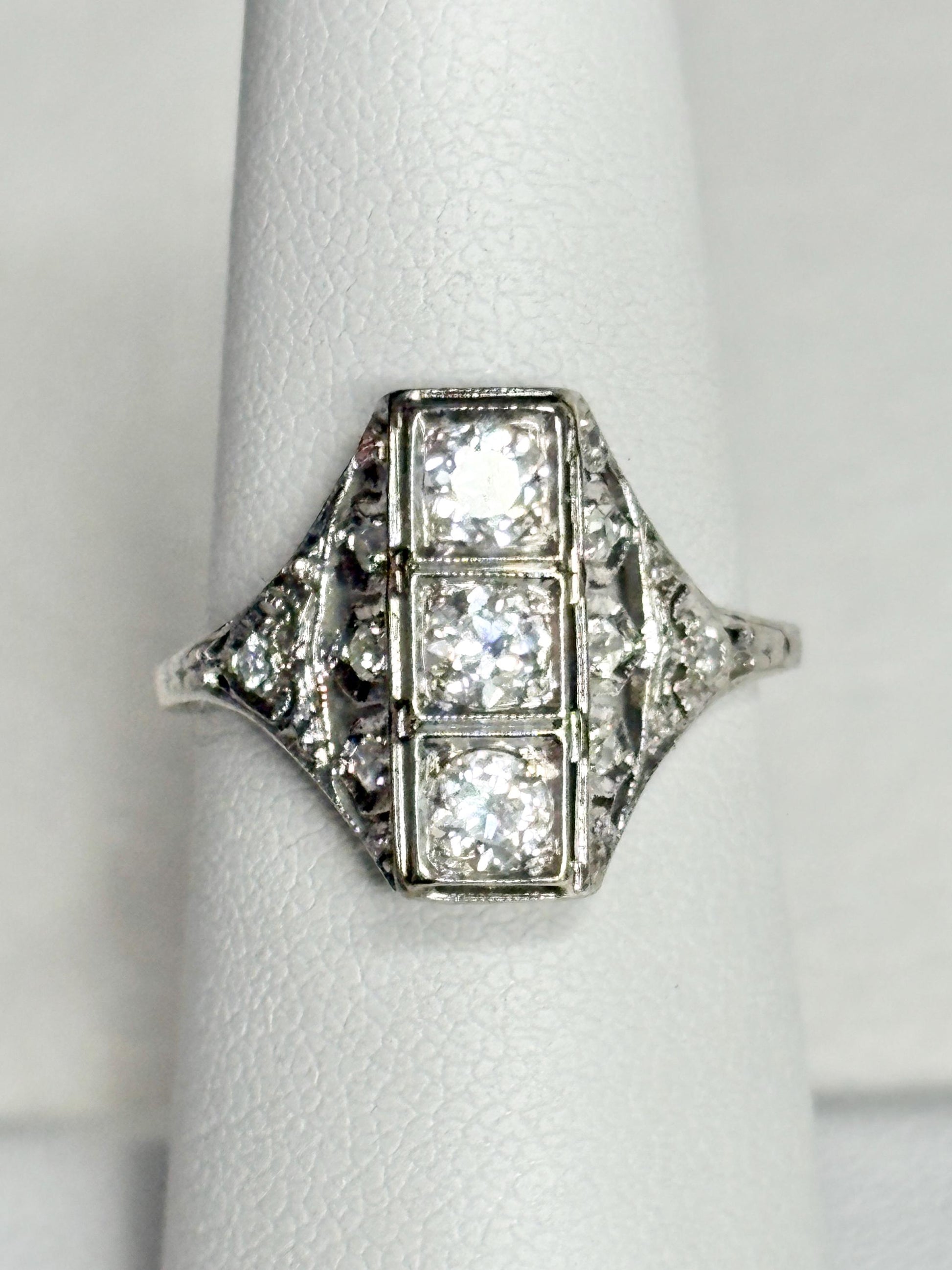 Art Deco Diamond Ring in Platinum .70ctw 4g size 6 - NewLifeJewelryVault