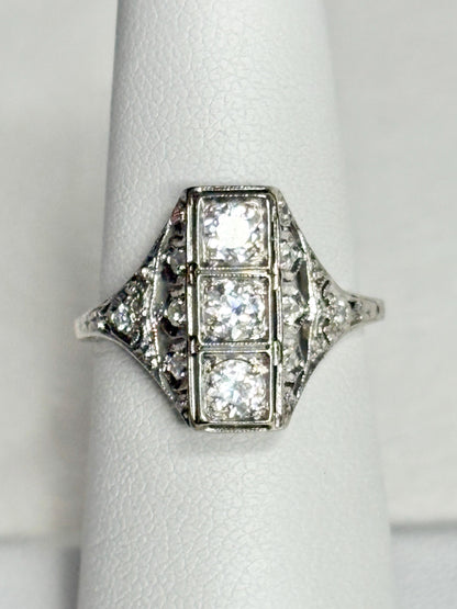 Art Deco Diamond Ring in Platinum .70ctw 4g size 6 - NewLifeJewelryVault