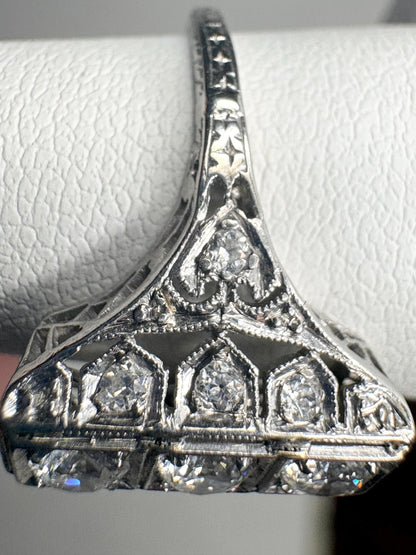 Art Deco Diamond Ring in Platinum .70ctw 4g size 6 - NewLifeJewelryVault