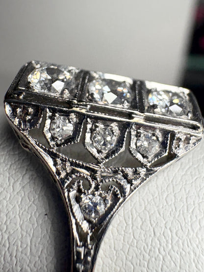 Art Deco Diamond Ring in Platinum .70ctw 4g size 6 - NewLifeJewelryVault