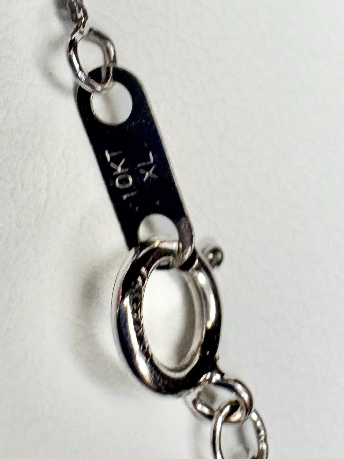 Sapphire and Diamond Pear Pendant Necklace Solid 14k and 10k White Gold 18" - NewLifeJewelryVault