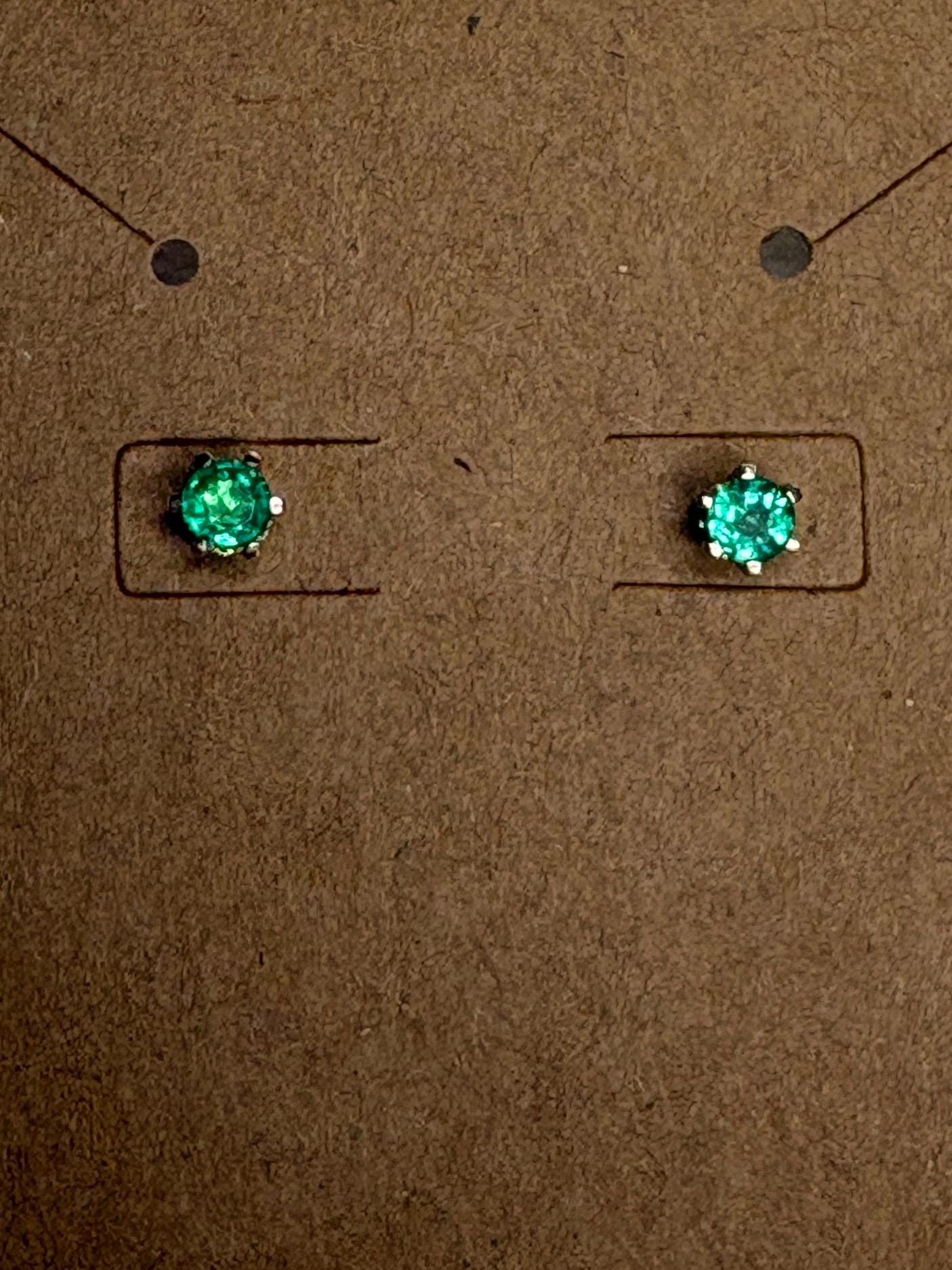 Natural Emerald Stud Earrings in 6 Prong 14k Gold .35ctw - NewLifeJewelryVault