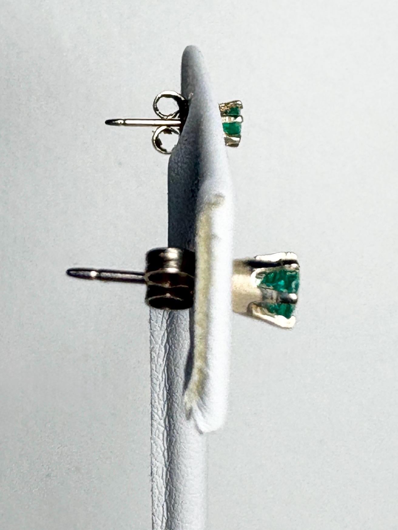 Natural Emerald Stud Earrings in 6 Prong 14k Gold .35ctw - NewLifeJewelryVault