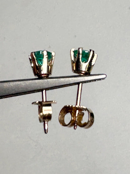 Natural Emerald Stud Earrings in 6 Prong 14k Gold .35ctw - NewLifeJewelryVault