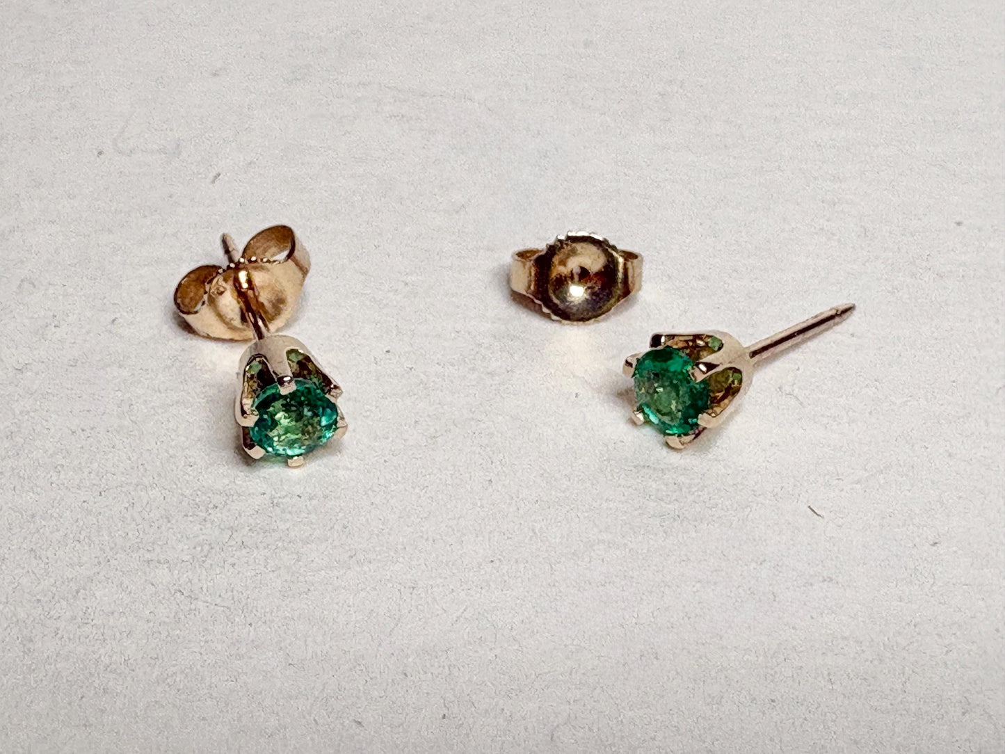 Natural Emerald Stud Earrings in 6 Prong 14k Gold .35ctw - NewLifeJewelryVault