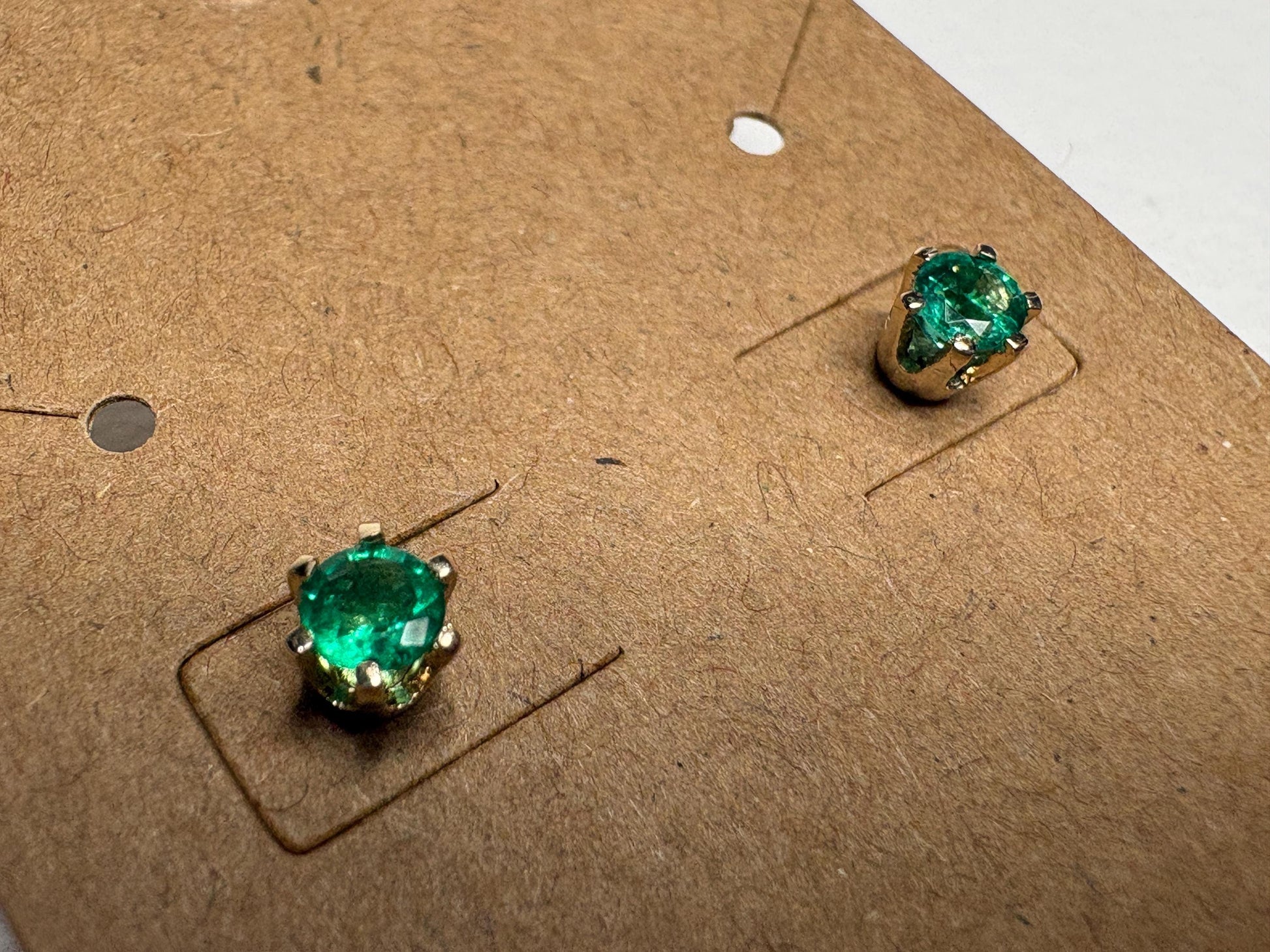 Natural Emerald Stud Earrings in 6 Prong 14k Gold .35ctw - NewLifeJewelryVault