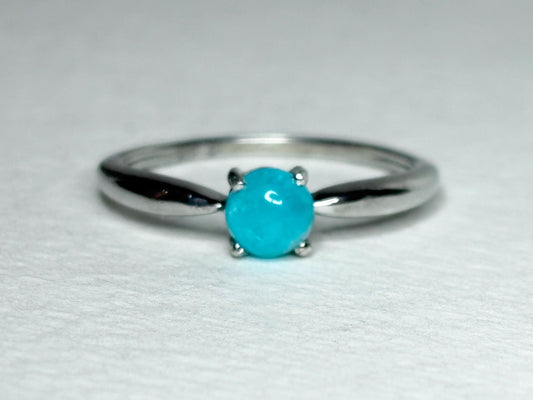 Brazilian Paraiba Tourmaline Solitaire Cabochon Ring in Sterling Silver size 7 - NewLifeJewelryVault