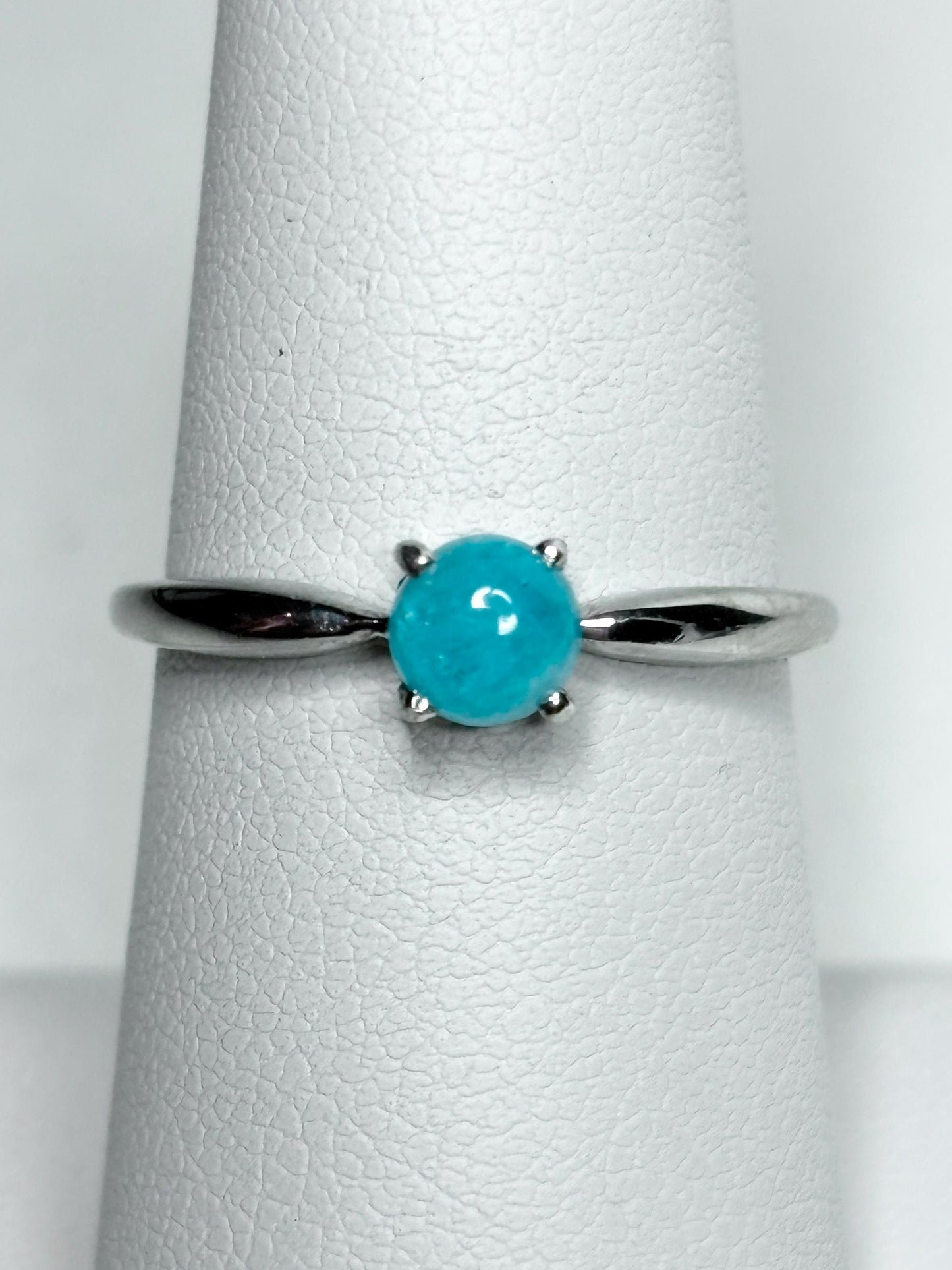 Brazilian Paraiba Tourmaline Solitaire Cabochon Ring in Sterling Silver size 7 - NewLifeJewelryVault