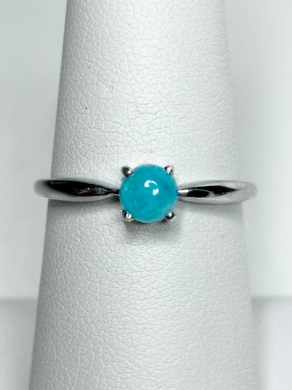 Brazilian Paraiba Tourmaline Solitaire Cabochon Ring in Sterling Silver size 7 - NewLifeJewelryVault