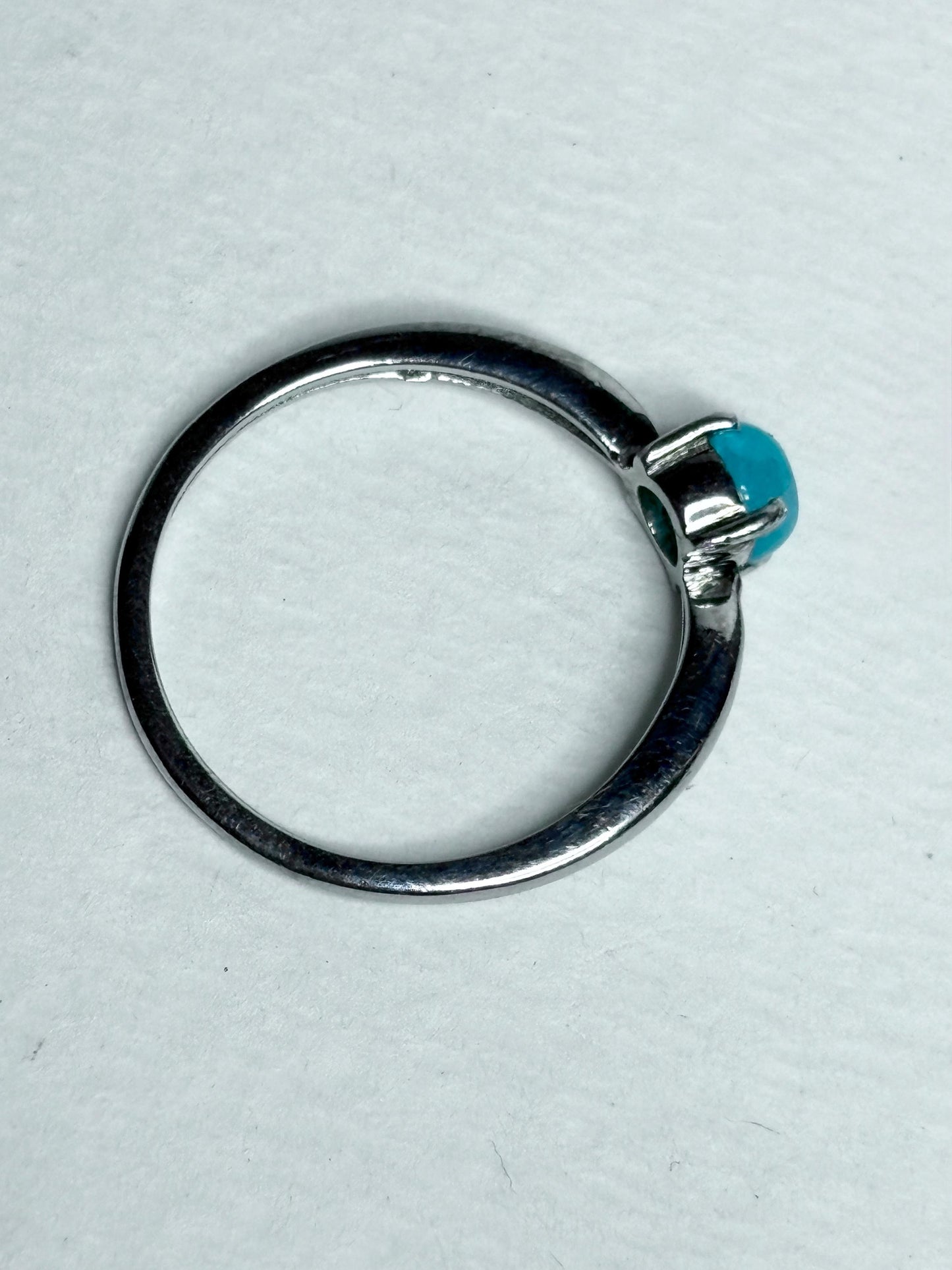 Brazilian Paraiba Tourmaline Solitaire Cabochon Ring in Sterling Silver size 7 - NewLifeJewelryVault
