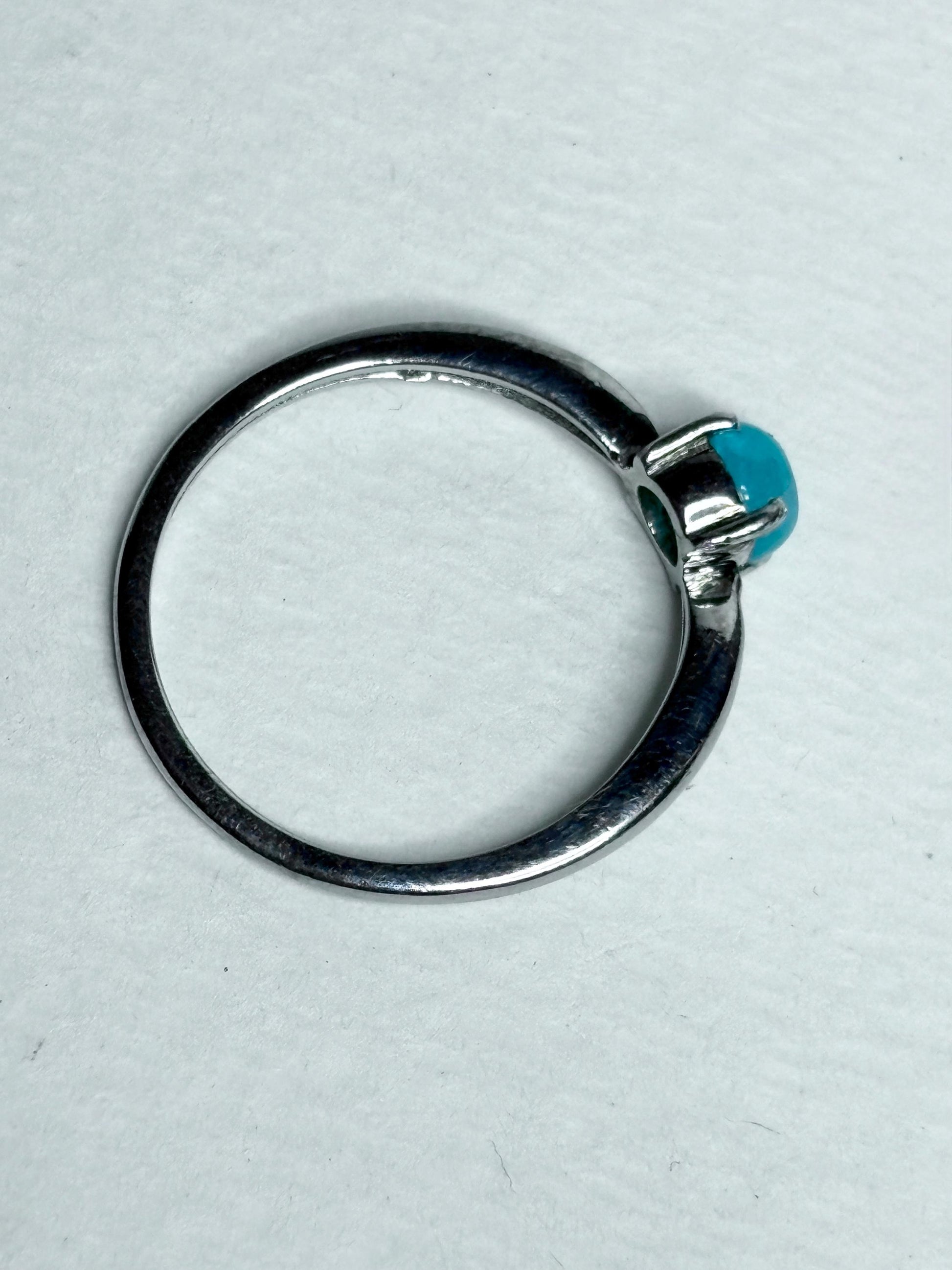 Brazilian Paraiba Tourmaline Solitaire Cabochon Ring in Sterling Silver size 7 - NewLifeJewelryVault