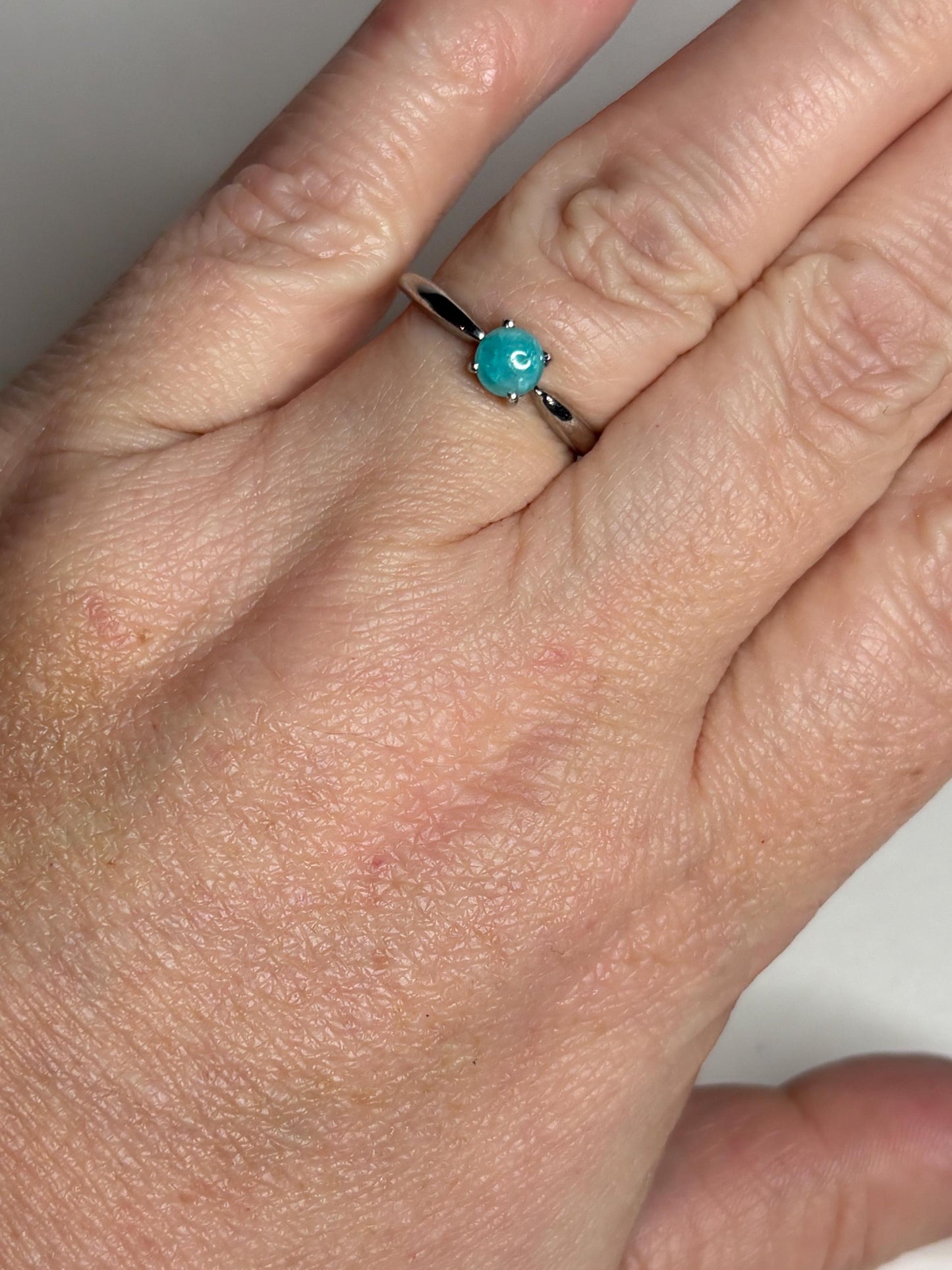 Brazilian Paraiba Tourmaline Solitaire Cabochon Ring in Sterling Silver size 7 - NewLifeJewelryVault