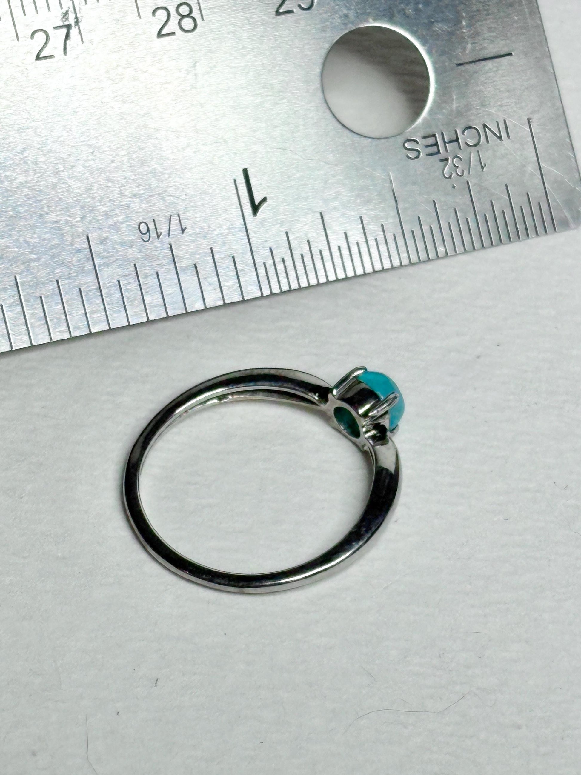 Brazilian Paraiba Tourmaline Solitaire Cabochon Ring in Sterling Silver size 7 - NewLifeJewelryVault